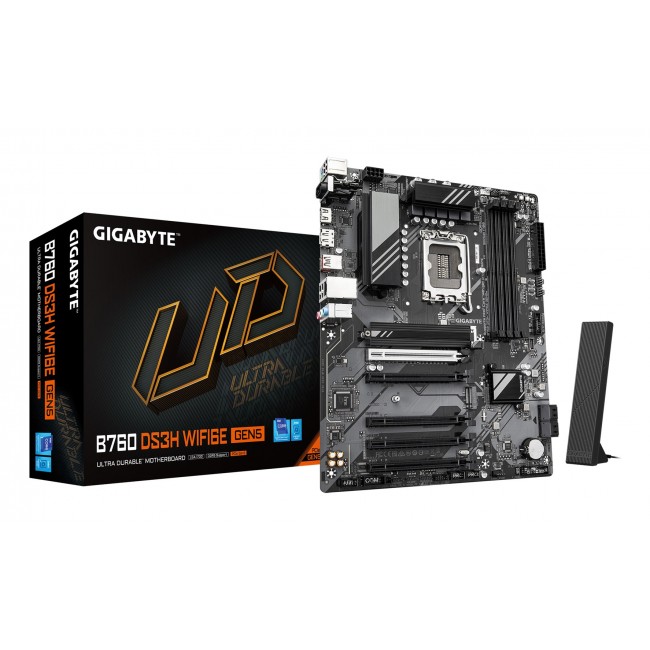 GIGABYTE B760 DS3H WIFI6E GEN5 Motherboard - Supports Intel Core 14th Gen CPUs, 8+2+1 Phases Digital VRM, up to 5600MHz DDR5, 2xPCIe 4.0 M.2, Wi-Fi 6E, 1GbE LAN, USB 3.2 Gen 2x2 GIGABYTE B760 DS3H WIFI6E GEN5 Motherboard - Supports Intel Core 14th Gen CPUs, 8+2+1 Phases Digital VRM, up to 5600MHz DDR5, 2xPCIe 4.0 M.2, Wi-Fi 6E, 1GbE LAN, USB 3.2 Gen 2x2