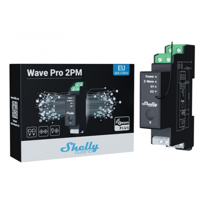 Shelly Qubino Wave Pro 2PM electrical relay Black Shelly Qubino Wave Pro 2PM electrical relay Black