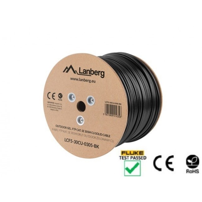 Lanberg LCF5-30CU-0305-BK networking cable Black 305 m Cat5e F/UTP (FTP) Lanberg LCF5-30CU-0305-BK networking cable Black 305 m Cat5e F/UTP (FTP)