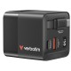 Verbatim GaN Charger 65W 2 Port retractable cable display US plugs with EU and UK adaptors