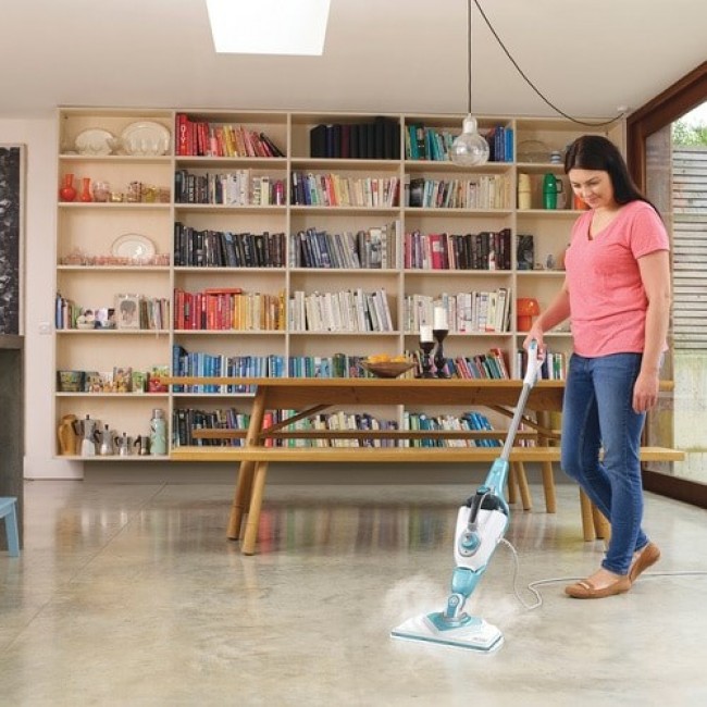 Black & Decker BHSM166DSM steam cleaner Steam mop 0.5 L 1600 W Aqua colour, White