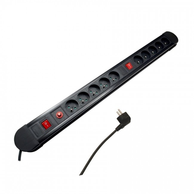Maclean power strip, 10 outlet extension cord, 2 switches, protection and overload indication, 3680W, MCE10 Maclean power strip, 10 outlet extension cord, 2 switches, protection and overload indication, 3680W, MCE10