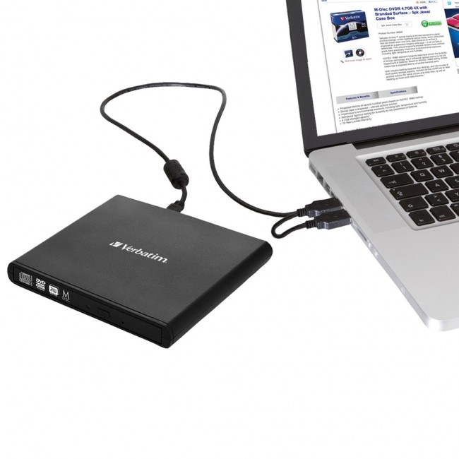 Verbatim Slimline CD/DVD optical disc drive DVD-RW Black Verbatim Slimline CD/DVD optical disc drive DVD-RW Black