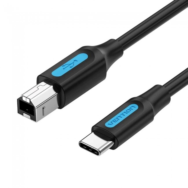 USB 2.0 printer cable, male type C to male B, 1 m