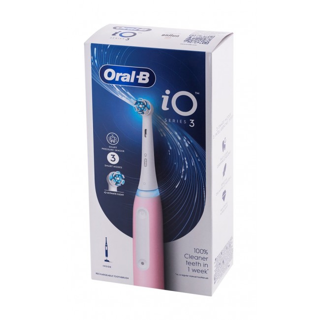 Oral-B Electric Toothbrush iO3 Series Rechargeable For adults Number of brush heads included 1 Blush Pink Number of teeth brushing modes 3