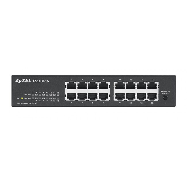 Zyxel GS1100-16 Unmanaged Gigabit Ethernet (10/100/1000) Black Zyxel GS1100-16 Unmanaged Gigabit Ethernet (10/100/1000) Black