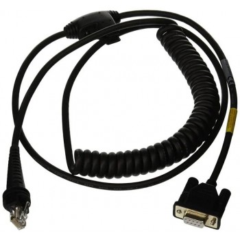 Industrial Cable: RS232 (5V signals), black, DB9 Female, 3m (9.8 ), coiled, 5V external power with option power on pin 9, with ferrite