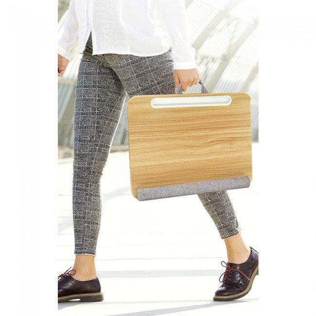 Techly Bamboo Portable Laptop Desk Stand with Padded Base and Tablet Stand Techly Bamboo Portable Laptop Desk Stand with Padded Base and Tablet Stand