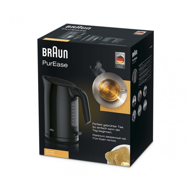 Braun PurEase WK 3100 BK electric kettle 1.7 L 2200 W Black Braun PurEase WK 3100 BK electric kettle 1.7 L 2200 W Black