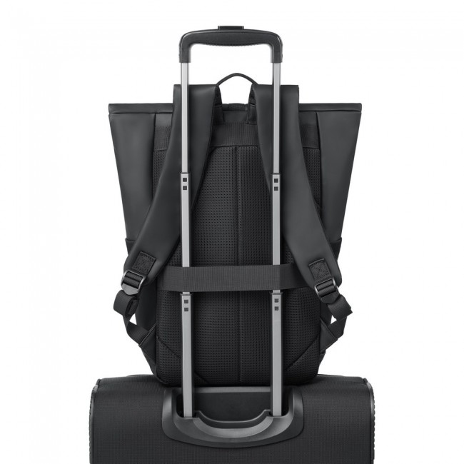 Rivacase Eden backpack Roll top backpack Black Polyester, PU leather