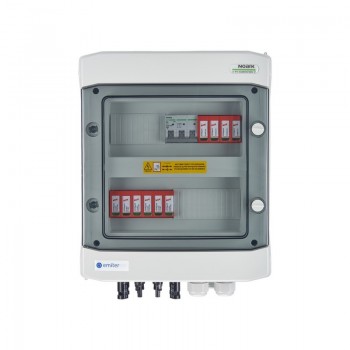 Switchgear attached DCAC hermetic IP65 EMITTER with DC surge arrester Dehn 1000V type 2, 2 x PV string, 2 x MPPT // og. AC Dehn type 2, 10A 3-F