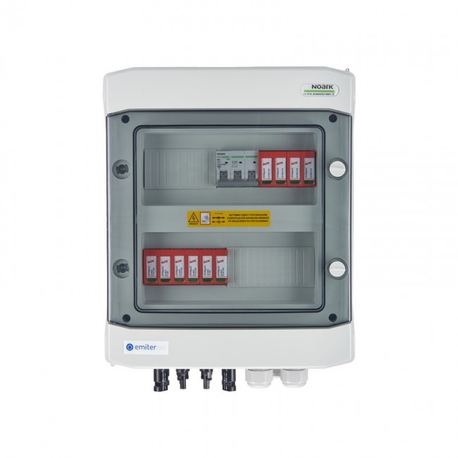 Switchgear attached DCAC hermetic IP65 EMITTER with DC surge arrester Dehn 1000V type 2, 2 x PV string, 2 x MPPT // og. AC Dehn type 2, 10A 3-F