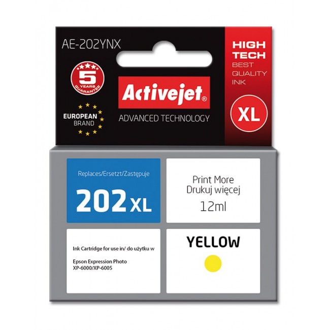 Activejet AE-202YNX ink (replacement for Epson 202XL H44010 Supreme 12 ml yellow) Activejet AE-202YNX ink (replacement for Epson 202XL H44010 Supreme 12 ml yellow)