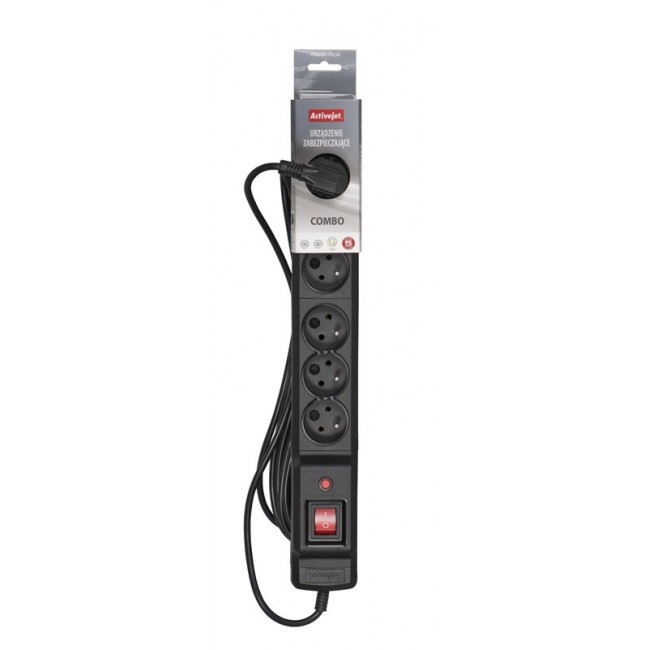 Activejet COMBO 6GN 5M black power strip with cord Activejet COMBO 6GN 5M black power strip with cord