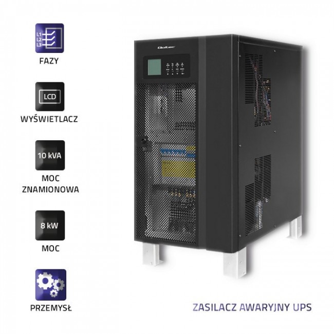 Qoltec 53948 Uninterruptible power supply UPS 3-phase | 10KVA | 8kW | LCD