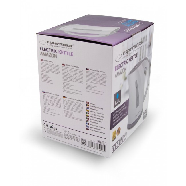 Esperanza EKK022 electric kettle 1.7 L 2200 W Grey, White