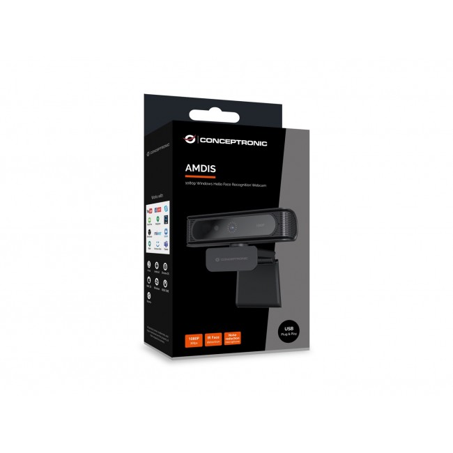 Conceptronic AMDIS09B 1080p Windows Hello Face Recognition Webcam