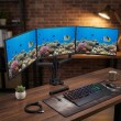 Maclean MC-811 Monitor Bracket Desk Mount Holder For 3 LCD LED Monitors USB 17'' - 27