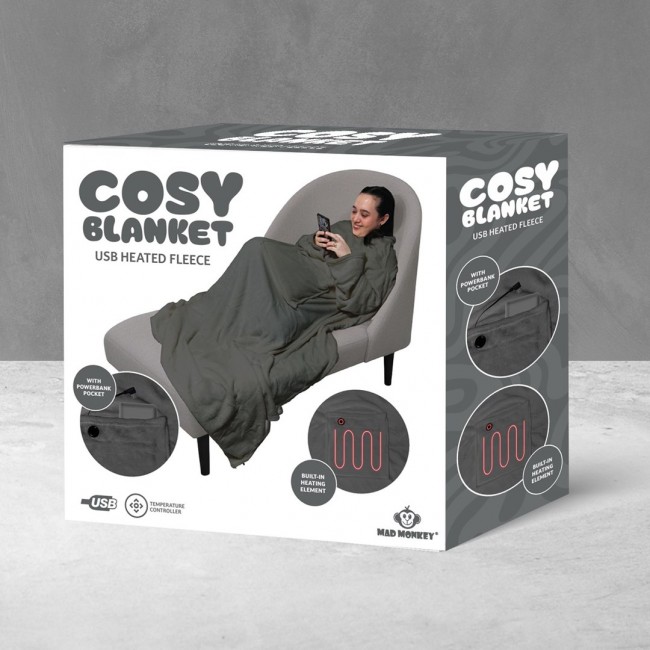 Mad Monkey 2000051 electric blanket Electric heated wrap Grey Fleece