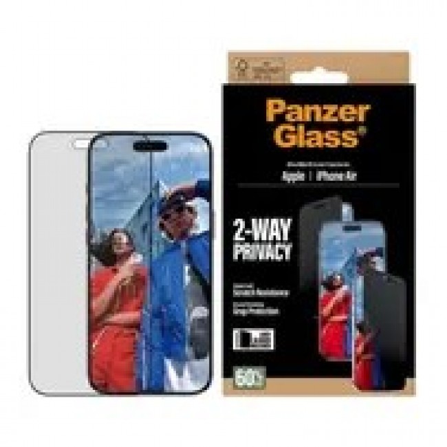 PanzerGlass 2-Way Privacy Screen Protector iPhone Air | Ultra-Wide Fit w. EasyAligner Clear screen protector Apple 1 pc(s)