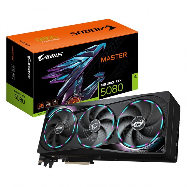 GIGABYTE AORUS GeForce RTX 5080 MASTER 16G Graphics Card - 16GB GDDR7, 256bit, PCI-E 5.0, 2805MHz Core Clock, 3 x DisplayPort, 1 x HDMI, GV-N5080AORUS M-16GD GIGABYTE AORUS GeForce RTX 5080 MASTER 16G Graphics Card - 16GB GDDR7, 256bit, PCI-E 5.0, 2805MHz Core Clock, 3 x DisplayPort, 1 x HDMI, GV-N5080AORUS M-16GD