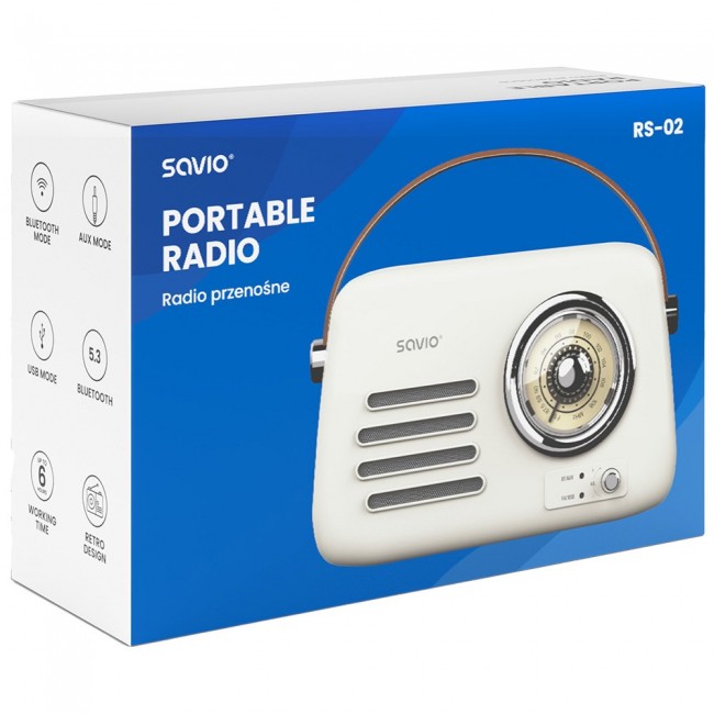 SAVIO RS-02 Portable Radio, white SAVIO RS-02 Portable Radio, white