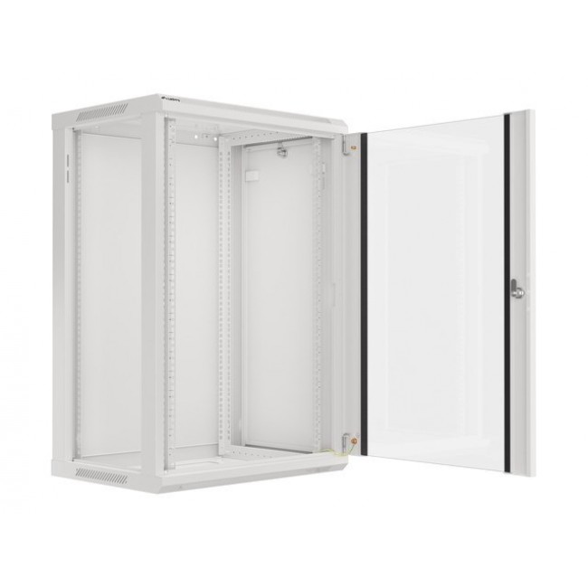 Lanberg wall-mounted installation rack cabinet 19'' 18U 600x450mm gray (glass door)