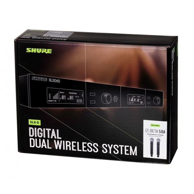 Shure SLXD24DE/B58-G59 - dual digital wireless system with two transmitters/handheld microphones (470 - 514 MHz)