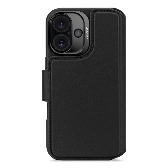 Leather case for iPhone 16, black Leather case for iPhone 16, black