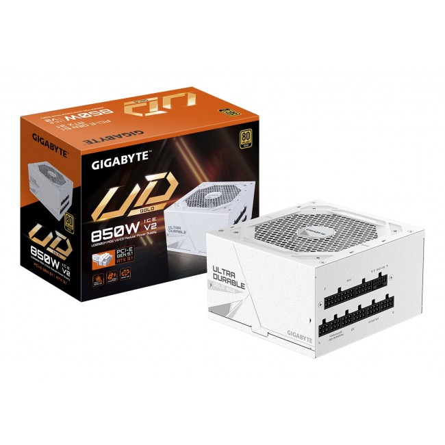 GIGABYTE UD850GM PG5 V2 ICE Power Supply Unit- PCIe Gen 5.1, 80 PLUS Gold, Fully Modular Design, 120mm Fan, ATX 3.1 compatible, EU Plug GIGABYTE UD850GM PG5 V2 ICE Power Supply Unit- PCIe Gen 5.1, 80 PLUS Gold, Fully Modular Design, 120mm Fan, ATX 3.1 compatible, EU Plug