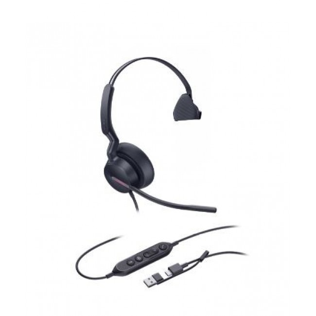 Yealink UH46 Mono USB-C/A Headset Wired Head-band Office/Call center USB Type-C / USB Type-A Black