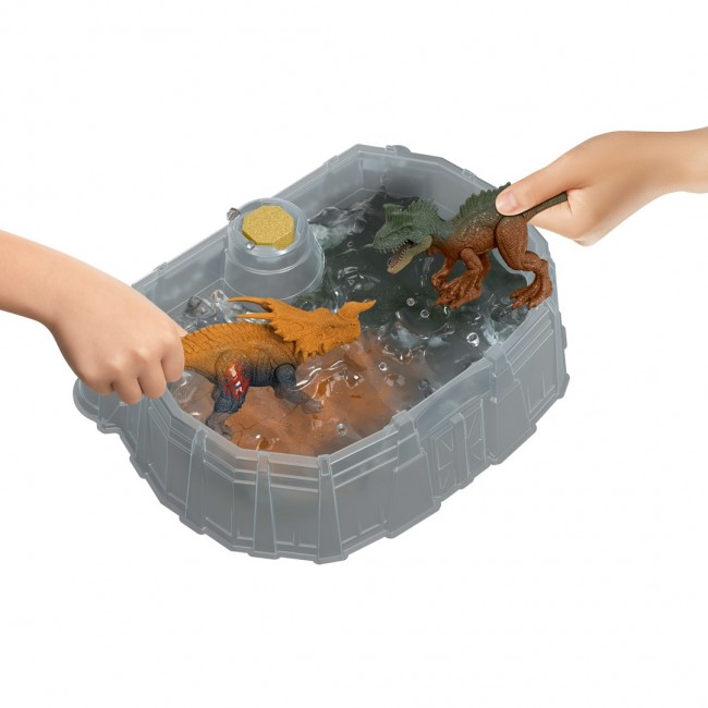 Jurassic World Dino Reveal 2 Dinosaur Toys in Battle Arena, Warm Water Changes Decoration Jurassic World Dino Reveal 2 Dinosaur Toys in Battle Arena, Warm Water Changes Decoration