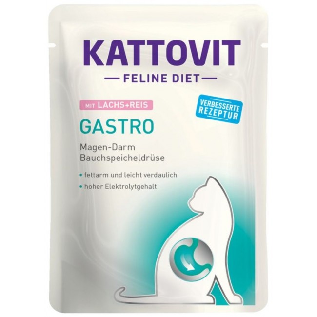KATTOVIT Feline Diet Gastro Salmon with rice - wet cat food - 85g KATTOVIT Feline Diet Gastro Salmon with rice - wet cat food - 85g