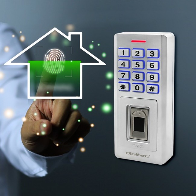 Qoltec 52447 Code lock OBERON with fingerprint reader | RFID | Code | Card | key fob | Doorbell | IP68 | EM Qoltec 52447 Code lock OBERON with fingerprint reader | RFID | Code | Card | key fob | Doorbell | IP68 | EM