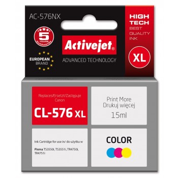Activejet AC-576NX Canon printer ink, replacement Canon CL-576XL Supreme 15 ml colour: blue, yellow, magenta