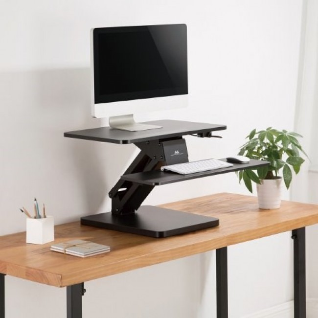 Maclean Desktop Stand for Keyboard, Monitor or Laptop, Gas Spring, Standing Up, Black, MC-882