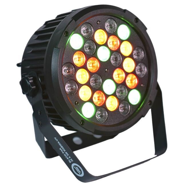 Light4Me Black PAR 30x3W RGBA-UV LED - LED stage spotlight Light4Me Black PAR 30x3W RGBA-UV LED - LED stage spotlight