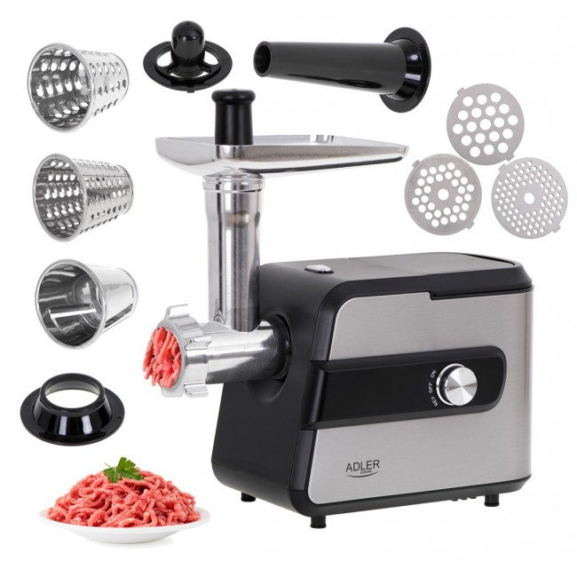Adler AD 4813 mincer 2000 W Black, Silver Adler AD 4813 mincer 2000 W Black, Silver