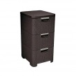 CURVER Rattan 206313 Storage Unit with 3 14 L Drawers, Dark Brown