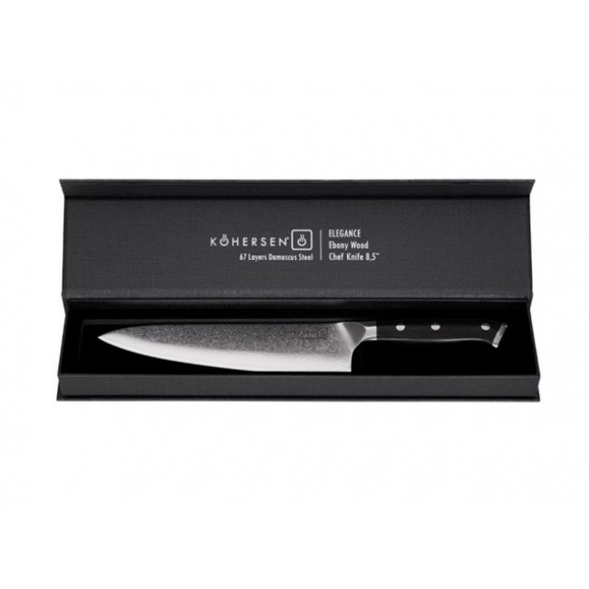 Chef Kohersen Elegance Ebony Wood Chef's knife Damascus steel 21.6 cm Chef Kohersen Elegance Ebony Wood Chef's knife Damascus steel 21.6 cm