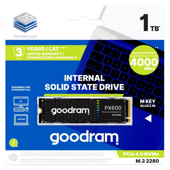Goodram SSDPR-PX600-250-80 internal solid state drive 250 GB M.2 PCI Express 4.0 NVMe 3D NAND Goodram SSDPR-PX600-250-80 internal solid state drive 250 GB M.2 PCI Express 4.0 NVMe 3D NAND