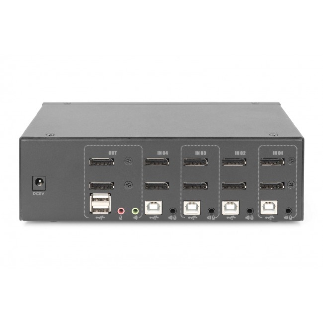 Digitus KVM Switch, 4 Port, Dual Display, 4K, DisplayPort 