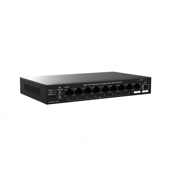 Tenda TEG1110PF-8-120W network switch Unmanaged Gigabit Ethernet (10/100/1000) Power over Ethernet (PoE) Black