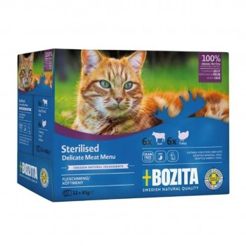 BOZITA Sterilised Delicate meat menu in jelly box wet cat food 12x85g