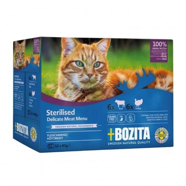 BOZITA Sterilised Delicate meat menu in jelly box wet cat food 12x85g BOZITA Sterilised Delicate meat menu in jelly box wet cat food 12x85g