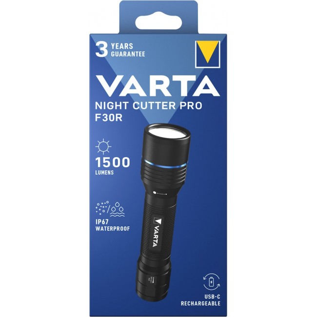 Varta Night Cutter Pro F30R Black Hand flashlight LED