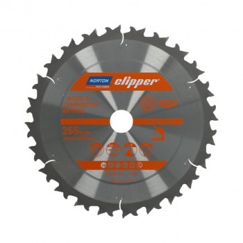 NORTON CIRCULAR SAW BLADE 255mm x 30mm x 24z WOOD & ATB NEG COMPOSITES (2.6 / 1.8)