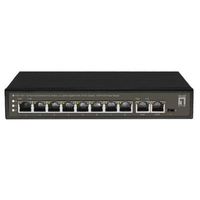 LevelOne FGP-1031 network switch Unmanaged Gigabit Ethernet (10/100/1000) Power over Ethernet (PoE) Black