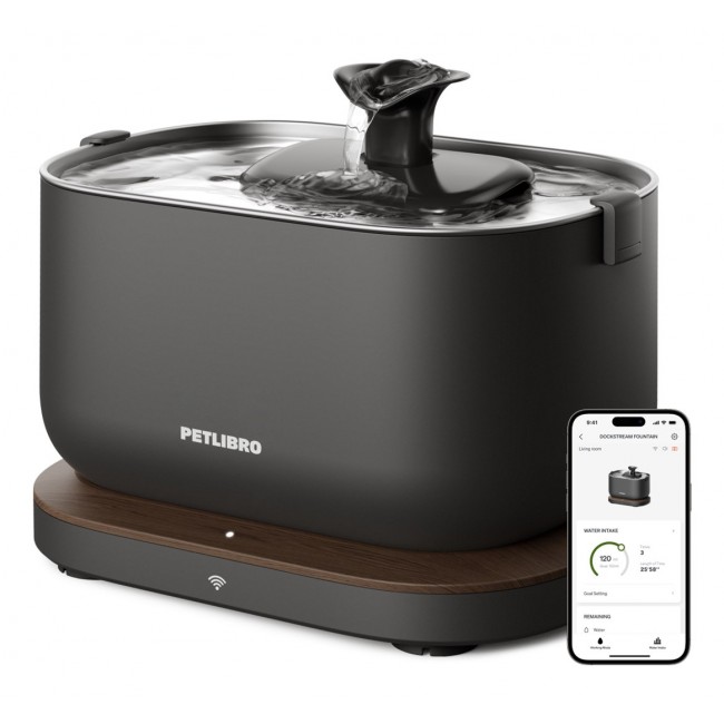 Petlibro Dockstream Smart dog/cat feeder/waterer Acrylonitrile butadiene styrene (ABS), Stainless steel Black Automatic pet waterer