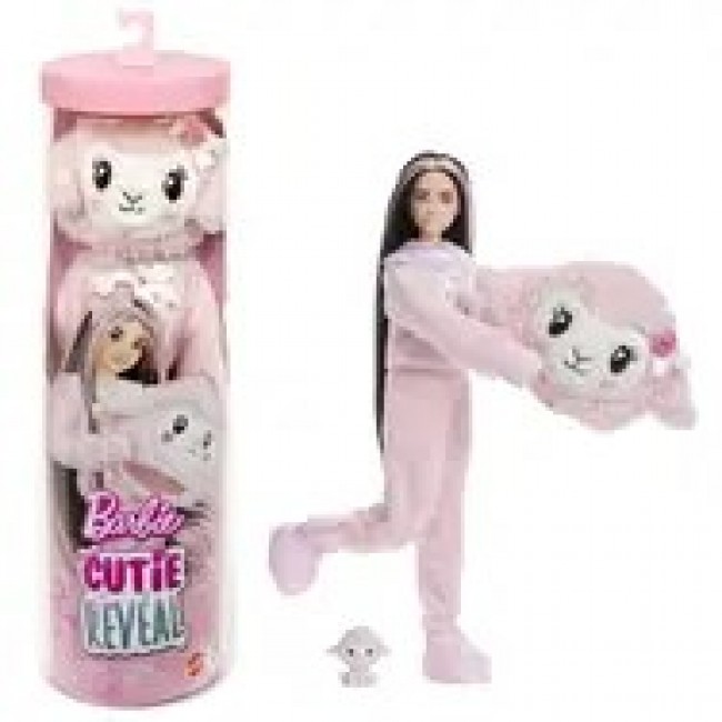 Barbie Cutie Reveal Doll & Accessories, Cuddly Series Lamb with 10 Surprises